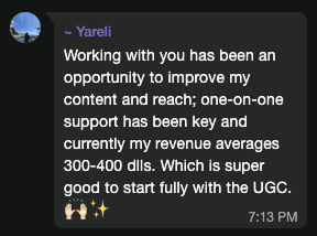 Creator message: Yareli